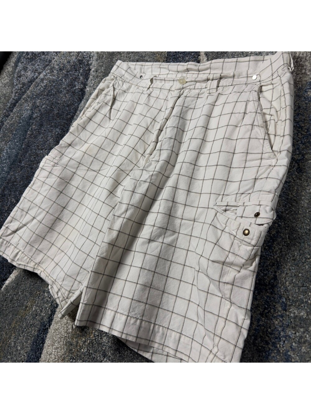 Vintage Callaway Golf Shorts Mens 33 Cream Plaid Windowpane